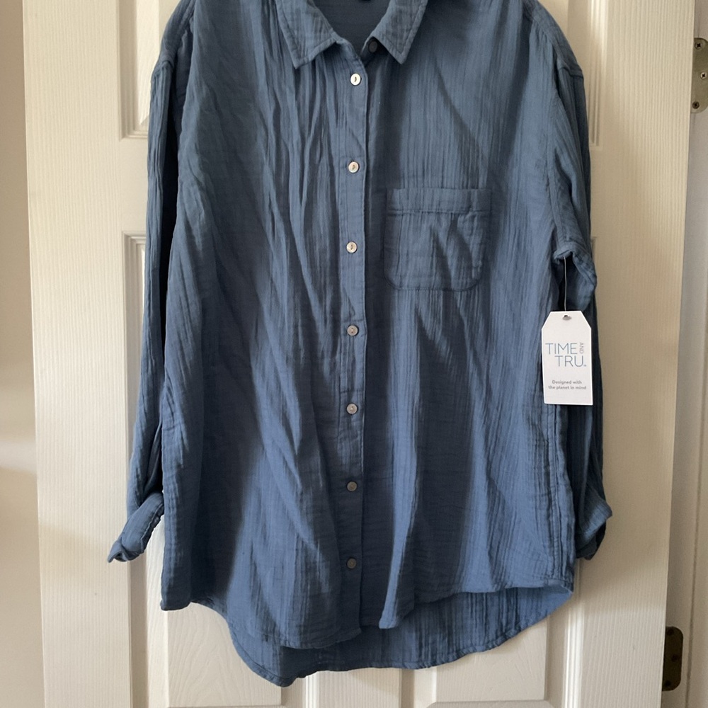 Time and Tru Blue Classic Casual Shirt